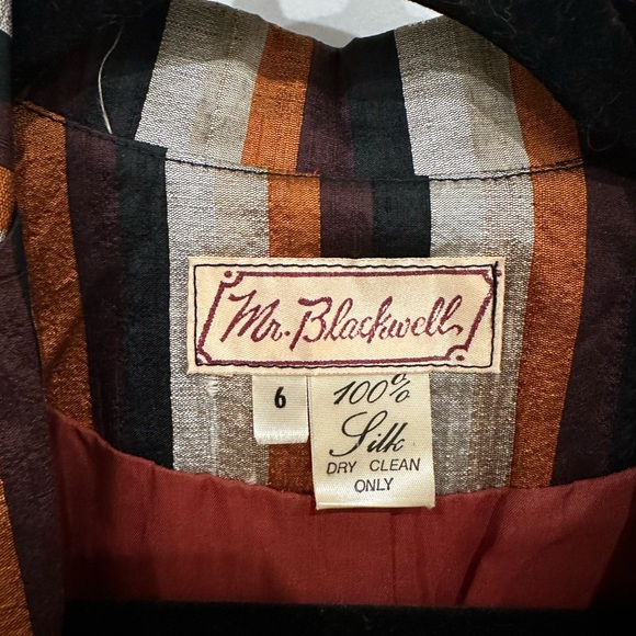 Vintage 1960’s Mr. Blackwell striped blazer 100% silk (Sz 6) - Picture 10 of 14